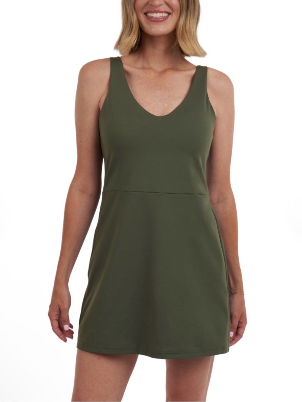 Elle Olive V-Neck Tank Dress